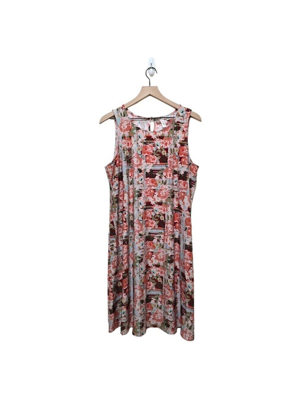 Tacera Floral Sleeveless Stretch Flowy Dress Sz L